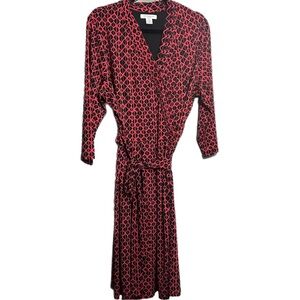 Liz Claiborne Woman 2X Geometric Print Red & Black Midi Dress